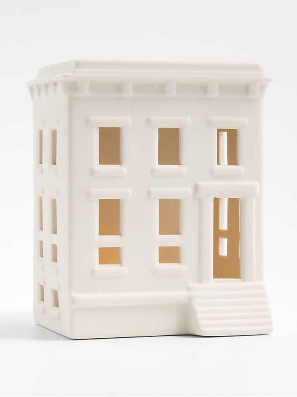 Crate & Barrel White Ceramic Holiday Gothic Revival Brownstone